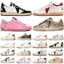 Hoge kwaliteit heren designer schoenen gouden sneakers dames hakken supersterren vuile super zwart witte sterren roze groene bal ster trainers des chaussures