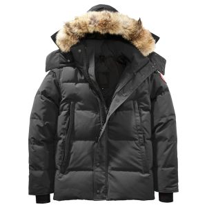 Hoogwaardige heren Down Jacket Goose Coat Real Big Wolf Fur Canadian Wyndham Overjassen Kleding Modestijl Winter Outerwear Parka