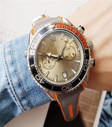 Design de mode masculine de haute qualité regarde tous les fonctions de travail de chronographe subdial bouteille de quartz bracelet en caoutchouc 44 mm de qualité masculine Watche6808162