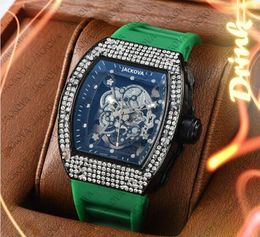 Mentille de haute qualité Hollow Diamonds Ring Watch 43 mm Orologio di Lusso Quartz Mouvement automatique Rubber Silicone Belt Men Watchs Factory Montre de Luxe