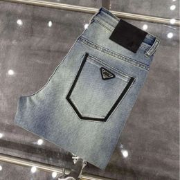Hoge Kwaliteit Heren Jeans Designer Broek 2024 Mannen Slanke Kleine Rechte Katoenen Casual Denim Broek Fashiona Driehoek Logo Letter Grafische Denims Broek