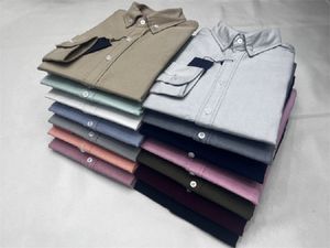 Polos de haute qualité Coton Pure Oxford Spinning Shirt à manches longues Business Fashion Couleur solide Simple non repasser les chemises à manches longues