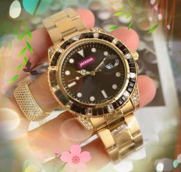 hoge kwaliteit mens quartz uurwerk horloge 41 mm volledig fijn roestvrij staal regenboog diamanten ring klok waterdicht klassieke horloges reloj de lujo