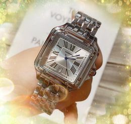 Hoge kwaliteit heren Romeins Arabisch cijfer tank wijzerplaat horloge Iced Out roestvrijstalen lederen band klok quartz uurwerk liefhebbers klok polshorloge Montre de luxe geschenken