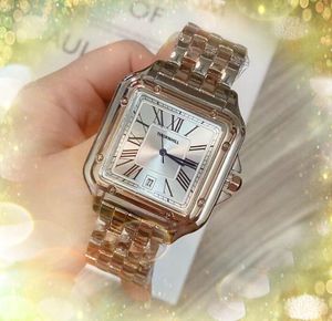 Haute qualité hommes romain arabe chiffre réservoir cadran montre glacé en acier inoxydable bracelet en cuir horloge mouvement à quartz amoureux horloge montre-bracelet cadeaux