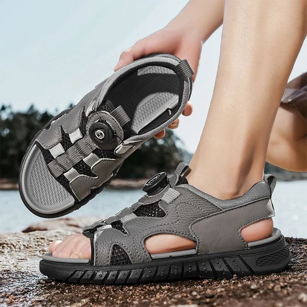 Sandales pour hommes de haute qualité No Glue 2024 Summer en plein air Chaussures de plage légères pantoufles masculines voyage en randonnée 240417