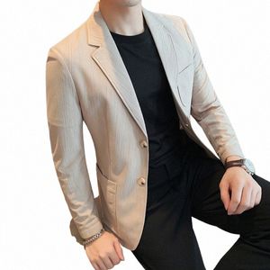 Haute Qualité Hommes Slim Fit Blazer Busin Casual Blazer Costume Veste Printemps Luxe Social Club Tenues Clothers Terno Masculino Y8Iy #