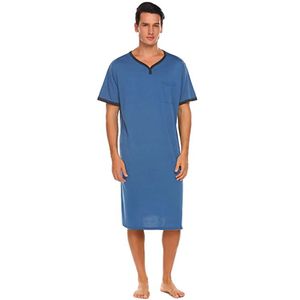 Hoge kwaliteit heren nachtkleding dunne lange nachthemd losse shortsleved skinfriendly pyjama's heren t-shirt Europese en Amerikaanse home service