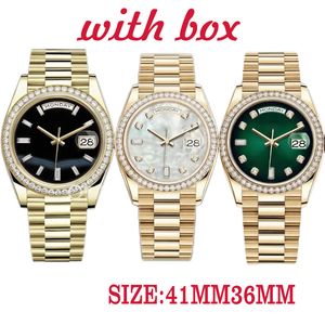 Reloj para hombre de alta calidad, marca, reloj con anillo de diamantes, reloj de lujo, tamaño 41/36MM, reloj automático, luminoso, resistente al agua, reloj dorado, reloj de acero inoxidable, montre de luxe