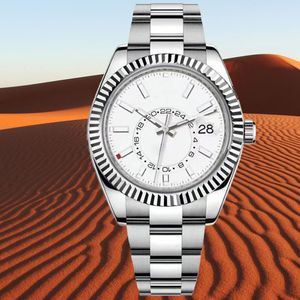 Hoge kwaliteit herenhorloge Designer horloges Sky-dweller 9001 44 mm beweging Officieel gecertificeerd mechanisch automatisch horloge Oysterflex zwart