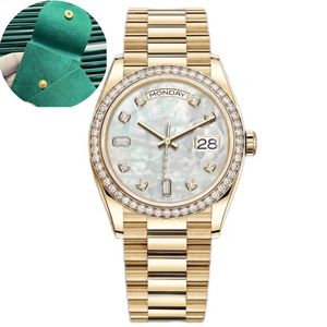 Hoge kwaliteit 8215 BEWEGINGSEN Mens Watch Diamanten Designer Horloges 41 mm 36 mm Maat Sapphire Waterproof Montre de Luxe met groene tas dames horloge dhgate orologio