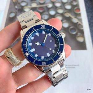 hoge kwaliteit herenhorloges batterij quartz uurwerk polshorloge roestvrijstalen band draaikast zilverblauw spatwaterdicht analo265R