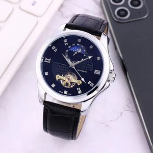 Montres pour hommes de haute qualité Montres-bracelets en cuir de marque supérieure Mouvement automatique mécanique Montre à volant d'inertie de phase de lune pour homme cadeau de Noël montre de luxe