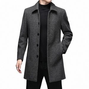Vestes et manteaux d'hiver pour hommes de haute qualité Busin Vestes en laine décontractées Manteaux Lg Pardessus Hommes Col rabattu Mélanges de laine d7SJ #