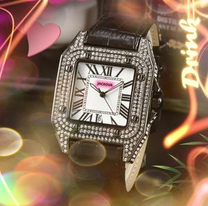 Hoge kwaliteit heren dames liefhebbers quartz uurwerk vierkante Romeinse tank wijzerplaat klok waterdicht volledige diamanten ringkast zakelijk waterdicht super heldere horloges geschenken