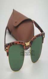 Lunettes de soleil pour hommes et femmes, de haute qualité, sans monture, monture tortue, verres verts, 51mm, avec étui marron, 2506209