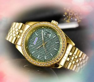 Hoogwaardige heren dames unisex diamanten ring dot Watch 40mm drie stiches super kwarts beweging hiphop ijs uit waterdichte kloktafel dag date tijd horloges cadeaus