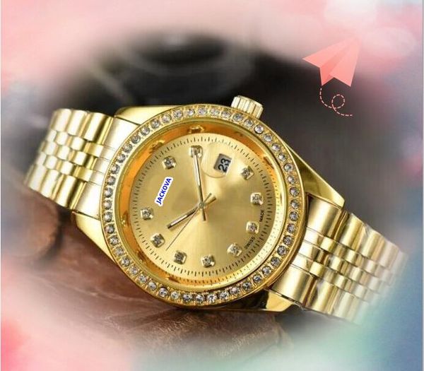 Mentille de haute qualité Femmes Unisexe Diamonds Ring Dot Watch 40 mm Set Tuger Cool Quartz Mouvement Chaîne Bracelet Table de l'horloge imperméable DATE DATE DATE DES CADES