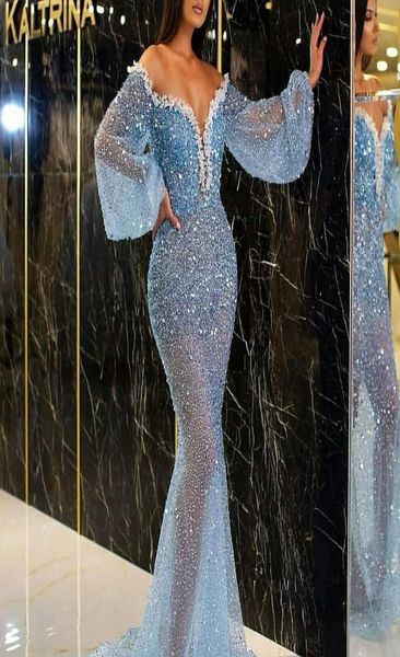 Robes de soirée sirène de haute qualité photos réelles de luxe perles lourdes robe de bal pailletée Abiti Da Cerimonia Da Sera formelle longue 2100327
