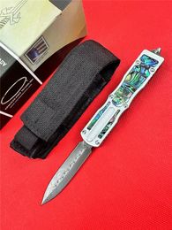 hoge kwaliteit MICRO TECH kever OTF AUTO Mes Damascus Stalen Mes, Abalone Handgrepen, Camping Outdoor Tool EDC Zakmessen BM 3300 4600 UT85 UT88 C07