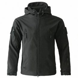 Haute qualité militaire peau de requin soft shell tactique coupe-vent veste imperméable armée vestes de combat hommes manteaux de bombardier à capuche 95tP #