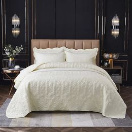 Colcha acolchada blanca leche de alta calidad, funda de cama de 220x240cm, colcha decorativa nórdica de lujo, tamaño King en el 240109