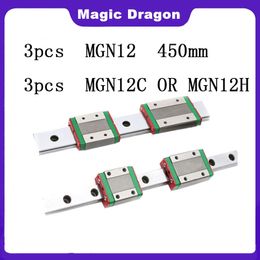 Diapositive de rail linéaire miniature de haute qualité 2PCS Guide linéaire MGN L = 450 mm + 2pcs MGN12H ou MGN12C Block 3D Imprimante CNC