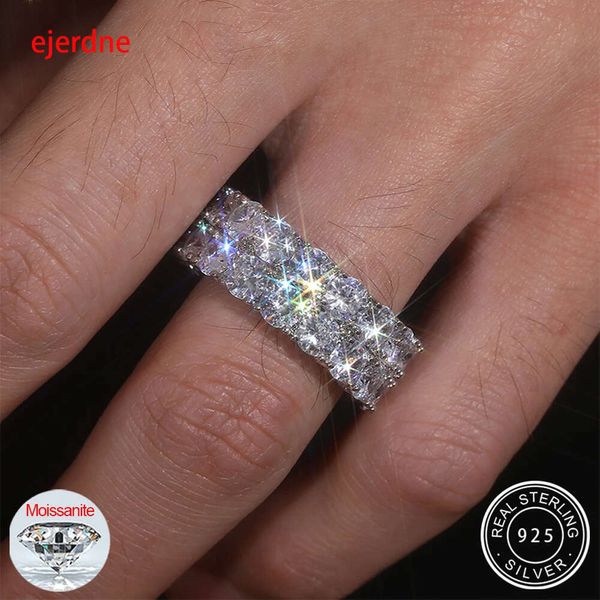 Moisanite Iced Out Gold plaqué Cubain Ring Men Femmes Rock Rock Rock Rock Rock Hop Bijoux de mode 2 Rows Diamond Eternity Rings