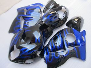 Hoge Kwaliteit Motorfiets Fairing Kit voor Suzuki GSXR1300 96 97 98 99 00 01-07 Blue Flames Black Backings Set GSXR1300 1996-2007 OT31