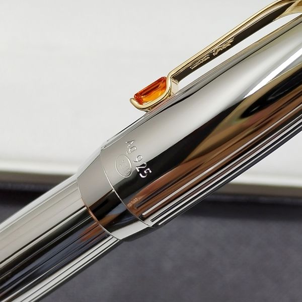 Haute qualité argent/or Ag925 stylo à bille roulante avec gemme école bureau papeterie classique écriture stylos à bille pour cadeau d'affaires