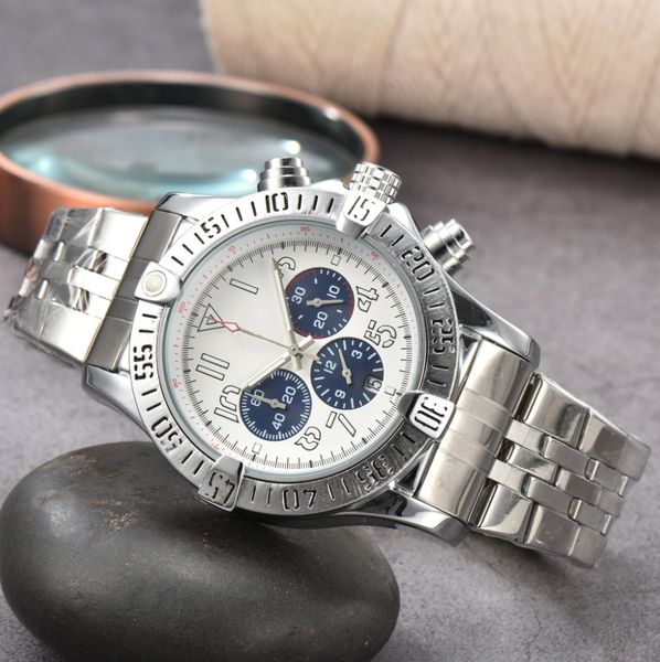 Reloj perfecto con esfera múltiple de alta calidad, relojes navitimer para hombre, correa de reloj chapada en plata de 50mm, relojes de diseño elegante para regalo