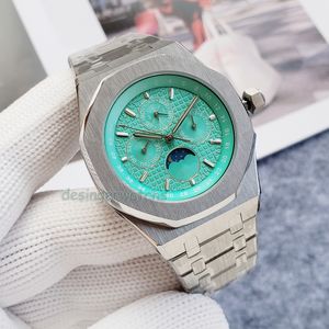 Calendrier multifonctionnel de haute qualité Montre de créateur Montre mécanique de luxe pour hommes Cadran 42MM Bracelet en acier inoxydable Montre de mode en verre saphir étanche