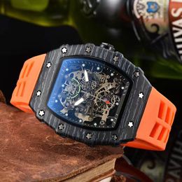 Montres multiples de haute qualité chronomètre cadran squelette concepteur en caoutchouc silicone montre à quartz commerciale calendrier pour horloge noire Relogio Masculino