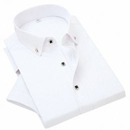 Haute qualité N-iring hommes Dr chemise à manches courtes nouveau solide mâle vêtements Fit Busin chemises blanc bleu marine noir rouge U6hg #