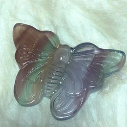 Cristales naturales de alta calidad fluorita mariposa colorida tallado curación de la energía decoración del hogar decoración del regalo 240429