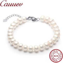 Bracelets de perles d'eau douce naturelles de haute qualité, cadeau pour femmes, prix incroyable, bijoux en perles de 8 à 9mm, argent 925, bijoux 240319