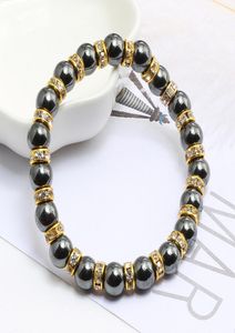 Bracelets de perles d'hématite en pierre naturelle de haute qualité, corde de strass pour hommes et femmes, Bracelet de santé énergétique, bijoux cadeau 2164304