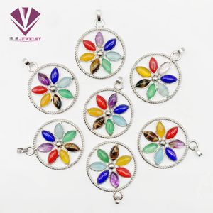 Natuursteen tijger eye stone zeven sterren zeven chakra hanger ketting, mannelijke en vrouwelijke edelsteen poeder kristal amethist yoga therapie sieraden hanger edelstenen stenen