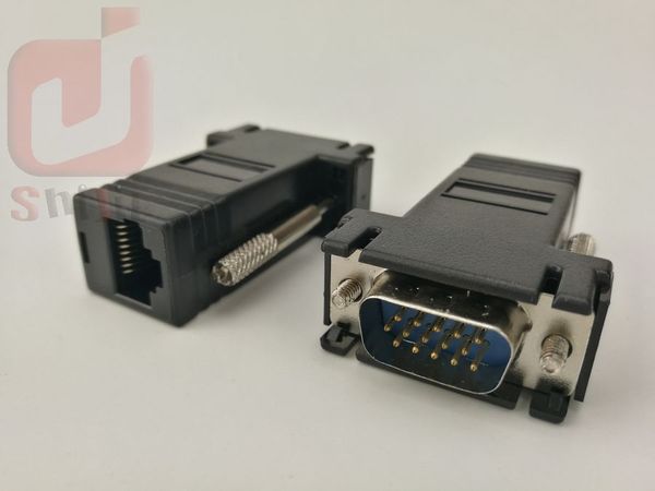 Adaptateur de câble réseau de haute qualité VGA Extender mâle vers LAN CAT5 CAT5e CAT6 RJ45 femelle 1000 ps/lot