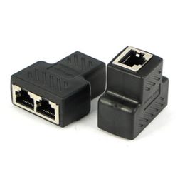 Alta qualidade novo 1 a 2 maneiras rj45 lan ethernet cabo de rede fêmea divisor conector adaptador 75