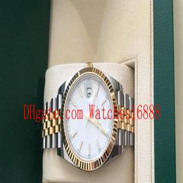 Alta calidad Nuevo 126333 41MM SS YG Datejust Índice blanco Dial Acero inoxidable y pulsera de oro Movimiento Reloj automático para hombre Inclu262s