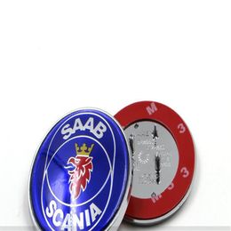 Hoge Kwaliteit NIEUWE 68mm SAAB SCANIA 9-5 95 98-02 Motorkap ABS 3pins Embleem Badge blauw Logo Gloednieuw onderdeel 4911541343F