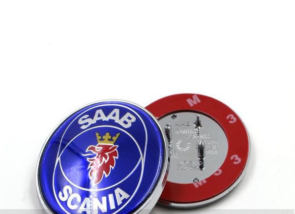 Haute qualité nouveau 68mm SAAB SCANIA 95 95 9802 capot ABS 3 broches emblème Badge Logo bleu toute nouvelle pièce 49115413655604