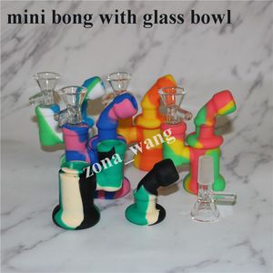 Muestra de cachimba portátil Pipas de silicona para fumar Hierba seca Pipa de agua Percolador Bong 5 ml Tarro de aceite de cera de silicona