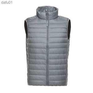 Haute Qualité Nouveau Automne Hiver Ultra Mince Léger Vers Le Bas Veste Hommes Gilet Col Montant Blanc Duvet De Canard Manteau Plus La Taille S-4XL L230520