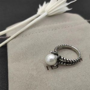 hoge kwaliteit nieuwe bandringen Dy Twisted Tweekleurige Kruis parels Ring voor Dames Mode 925 Sterling Zilver Vintage Designer Sieraden Luxe Diamant Huwelijkscadeau