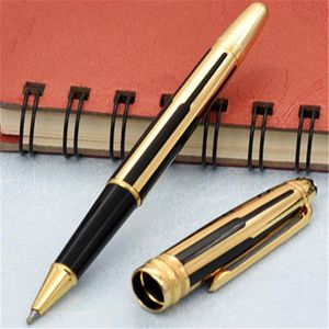 Haute qualité nouveau noir et or rayures roller stylo à bille stylos à bille stylo plume cadeau entier 2902