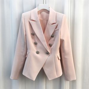 Haute qualité nouvelle mode baroque designer blazer veste femmes argent lion boutons double boutonnage blazer extérieur 201023