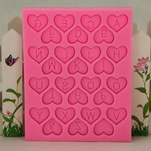 Hoge kwaliteit nieuwe hart vorm brief ontwerp chocolade snoep siliconen mal kinderen verjaardag taarten decoratie suiker ambachtelijke bakken gereedschap Promotie