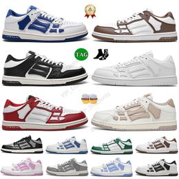 Alta calidad Nuevos Hombres Mujeres Skel Top Low Bone Skeleton Amiress Zapatos Triple Negro Blanco Rosa Verde Rojo Azul Bred Dhgate Marca Entrenadores casuales al aire libre Zapatillas de deporte de diseñador